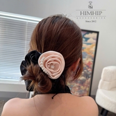 Dây Buộc Tóc HimHip Bèo Nhúm Đính Hoa Hồng Vải Đính Dây Hạt Giả Trai 7.5*6cm