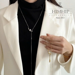 Vòng Cổ HimHip Titan Dây Rút Sợi Mì Khóa V Phối Hạt Giả Trai 74cm Kèm Hộp Phụ Kiện