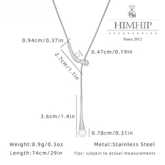 Vòng Cổ HimHip Titan Dây Rút Sợi Mì Khóa V Phối Hạt Giả Trai 74cm Kèm Hộp Phụ Kiện