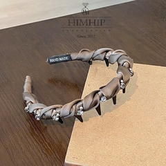 Bờm HimHip Composite Xoắn Vải Phối Đá Phale Lấp Lánh 4cm