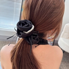 Dây Buộc Tóc HimHip Bèo Nhúm Đính Hoa Hồng Vải Đính Dây Hạt Giả Trai 7.5*6cm