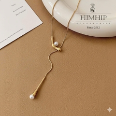 Vòng Cổ HimHip Titan Dây Rút Sợi Mì Khóa V Phối Hạt Giả Trai 74cm Kèm Hộp Phụ Kiện
