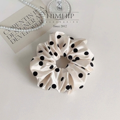 Scrunchies Tag HimHip Vải Trơn Chấm Bi Nhung ~17cm