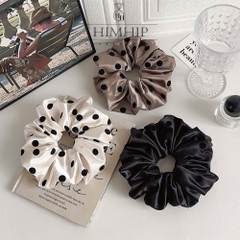 Scrunchies Tag HimHip Vải Trơn Chấm Bi Nhung ~17cm