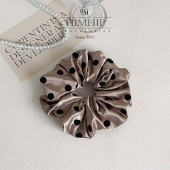 Scrunchies Tag HimHip Vải Trơn Chấm Bi Nhung ~17cm