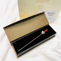 Trâm Cài Tóc HimHip HKCC Hỉ Khí Hồng Châu Thanh Lịch 17x1.2cm Kèm Hộp Phụ Kiện Áo Dài