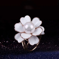 Cài Khăn 3 Chấu HimHip Size To Hoa Trà Thanh Lịch HKCC Đính Trai 3.5cm