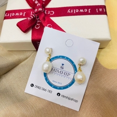 Khuyên Tai Ngắn HimHip Dáng Thả Sang Trọng HKCC Mix Ngọc Trai Thật 1x2cm