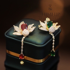 Trâm, Ghim Cài Áo Nhỏ HimHip Hoa Sen Tua Dài Sang Trọng HKCC Đính Phale 2,5*5cm