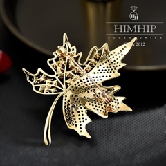 Trâm, Ghim Cài Áo HimHip Lá Phong Sang Trọng HKCC Đính Phale 5*6cm