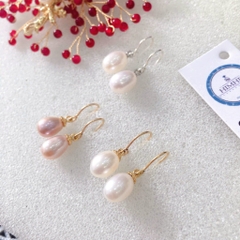 [tk] Khuyên tai móc ngọc trai nước ngọt đơn giản 2.2cm
