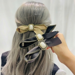 Kẹp bật vải viền xích đính trai thanh lịch 2.5*15cm