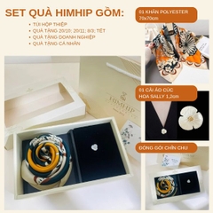 Set Quà 20/10 HimHip Khăn Lụa 70*70cm & Cài Áo Kèm Túi Hộp Thiệp - 1383