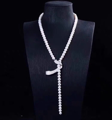 [Thiết Kế] Vòng Cổ HimHip Tinh Thể Ngọc Trai 8Li Mặt Xoắn Đính Phale Sang Trọng 55-60cm