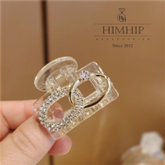 Kẹp Càng Cua HimHip Composite Mix Đá Phale Mặt Hình Tròn Sang Trọng 4x2.6cm - Trắng