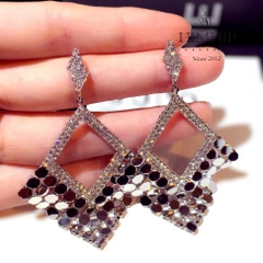 Khuyên Tai Bản To HimHip Mặt Thoi Thanh Lịch HKCC Đính Phale 4.5x6.5cm
