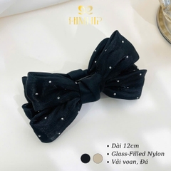 Kẹp Móc Dọc HimHip Resin Nơ Voan Bóng Đính Hạt Lấp Lánh 12cm