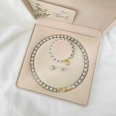 [Thiết Kế] Set Trang Sức HimHip Ngọc Trai Thật Vòng Cổ, Vòng Tay, Khuyên Tai Mix Mặt Ngôi Sao Sang Trọng Kèm Hộp Nhung