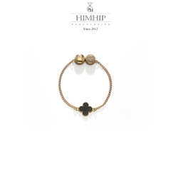 Pin Cài Tự Hít HimHip Cỏ 4 Lá Phối Xích Sang Trọng HKCC Đính Phale 9.5x2.3cm