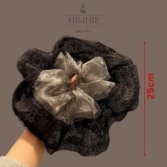 Scrunchies HimHip Bản To Phối Vải Voan Nhún Viền Ren Sang Trọng ~ 25cm