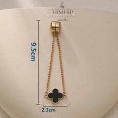 Pin Cài Tự Hít HimHip Cỏ 4 Lá Phối Xích Sang Trọng HKCC Đính Phale 9.5x2.3cm