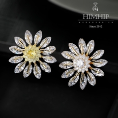 Trâm, Ghim Cài Áo HimHip Hoa Hướng Dương Rung Rinh Thanh Lịch HKCC Đính Phale 3,3cm - Trắng