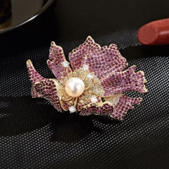 Trâm, Ghim Cài Áo HimHip Hoa Lan Nụ Trai Thật Sang Trọng HKCC Đính Phale 3,5*6cm