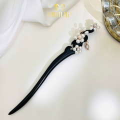 Trâm Cài Tóc HimHip Hồng Châu Tam Hoa Thanh Lịch 18.3cm Kèm Hộp Phụ Kiện Áo Dài