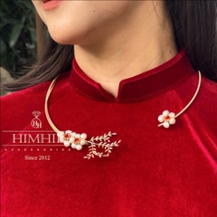 Kiềng Cổ HimHip Trai Thật Hoa Đào Xứ Ngọc Sang Trọng 15cm Phụ Kiện Áo Dài