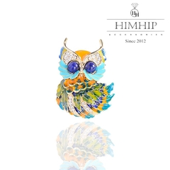 Trâm, Ghim Cài Áo HimHip Cú Mèo Nhiều Màu Sắc Thanh Lịch HKCC Đính Phale 2,5*3,5cm