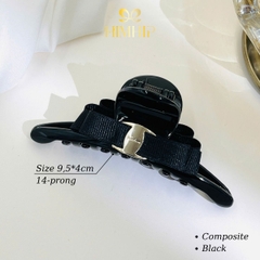 Kẹp Càng Cua HimHip Composite Dáng Dẹt Gắn Nơ Hai Lớp Khuy HKCC