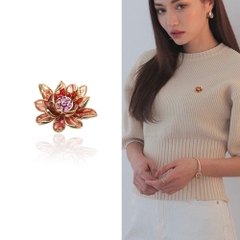 Trâm, Ghim Cài Áo Nhỏ HimHip Hoa Sen Đỏ Sang Trọng HKCC Đính Phale 2*2,4cm