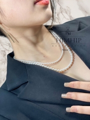 [Thiết Kế] Vòng Cổ HimHip Tinh Thể Ngọc Trai 5Li 4in1 Sang Trọng 120cm Phụ Kiện Áo Dài