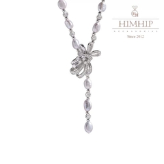 Vòng Cổ HimHip Trai Dị Khóa Nơ Đính Đá Phale Sang Trọng 82~83cm