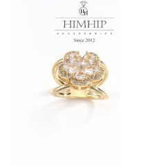 Cài Khăn 4 Chấu HimHip Size Nhỏ Hoa 5 Cánh Sang Trọng HKCC Đính Phale 1.6x2.2cm