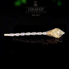 Kẹp Mái HimHip HKCC Hoa Vân Môn Phối Nụ Đá Phale 9*1.2cm