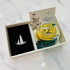 Set Quà HimHip 20/11 Khăn Lụa Vuông 70*70cm & Cài Áo Kèm Túi Hộp Thiệp - 1125