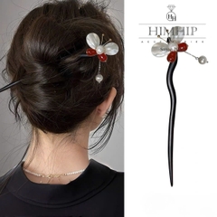 Trâm Cài Tóc HimHip Mộc Điệp Ngọc Châu 18.5cm Kèm Hộp Phụ Kiện Áo Dài