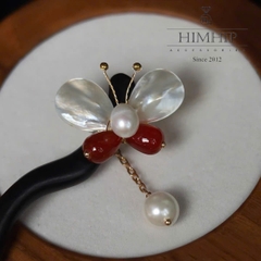 Trâm Cài Tóc HimHip Mộc Điệp Ngọc Châu 18.5cm Kèm Hộp Phụ Kiện Áo Dài