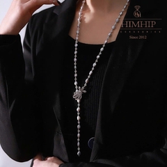 Vòng Cổ HimHip Trai Dị Khóa Nơ Đính Đá Phale Sang Trọng 82~83cm