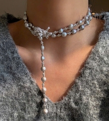 Vòng Cổ HimHip Trai Dị Khóa Nơ Đính Đá Phale Sang Trọng 82~83cm