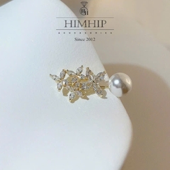 Trâm, Ghim Cài Xiên HimHip HKCC Chùm Hoa Nhỏ 4 Cánh Phối Hạt Giả Trai 3.8*1.5cm