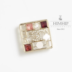 Trâm, Ghim Cài Áo HimHip Chữ X Hình Vuông Sang Trọng HKCC Đính Phale 3.5x3.5cm