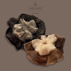 Scrunchies HimHip Bản To Phối Vải Voan Nhún Viền Ren Sang Trọng ~ 25cm