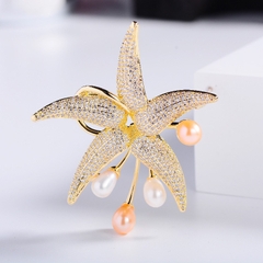 Trâm, Ghim Cài Áo HimHip Sao Biển Vàng Thanh Lịch HKCC Mix Trai 5,5*6,5cm