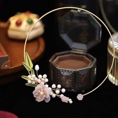Kiềng Cổ HimHip Hạt Giả Trai Mix Đá Thạch Anh Xuân Hoa Ngọc Nữ Sang Trọng 15cm Phụ Kiện Áo Dài - Xanh Lục