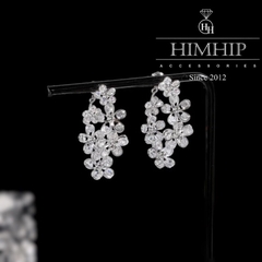 Khuyên Tai Dài HimHip Vòng Hoa Sang Trọng HKCC Đính Phale 4x1.2cm