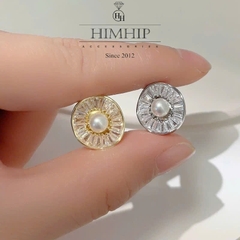 Pin Cài Tự Hít HimHip Hoa Tròn Nhỏ Nụ Giả Trai Phối Đá Phale 1.6cm