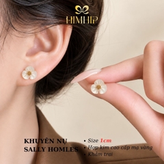 Khuyên Tai Nụ HimHip Khảm Trai Sally  1cm