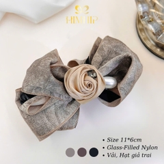 Kẹp Móc Dọc HimHip Glass-filled Nylon Nơ Vải Hạt Giả Trai Đính Hoa Hồng Nhỏ 11x6cm